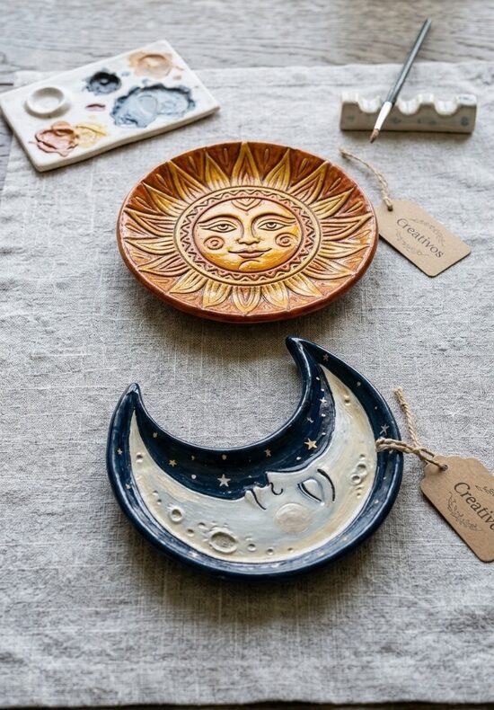 Sol y Luna "Cosmic Harmony" - Duo de Platillos Artesanales 